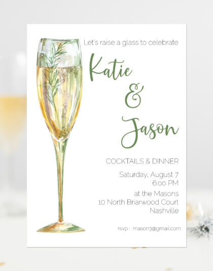 engagement party invitation champagne glass