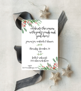 holly christmas party invitation
