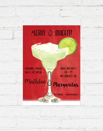 Margaritas and Mistletoe invitation