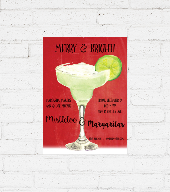 Margaritas and Mistletoe invitation