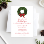 Boxwood Wreath w/Bow Invitation