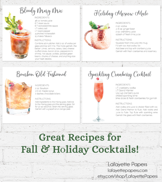 cocktail recipe cards