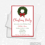 Boxwood Wreath w/Bow and Border Invitation