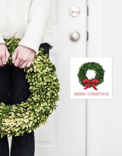 Christmas Boxwood Wreath Gift Enclosure Cards