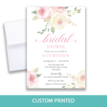 printed bridal shower invitation with envelope