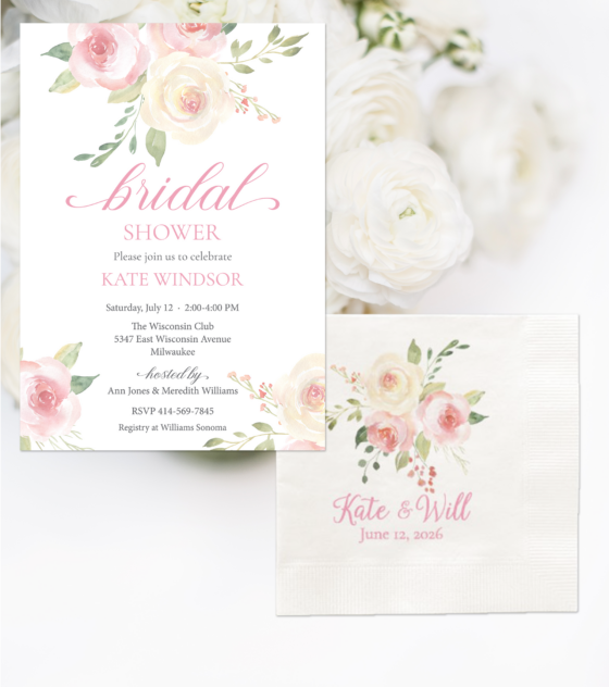 Blush pink bridal shower napkins