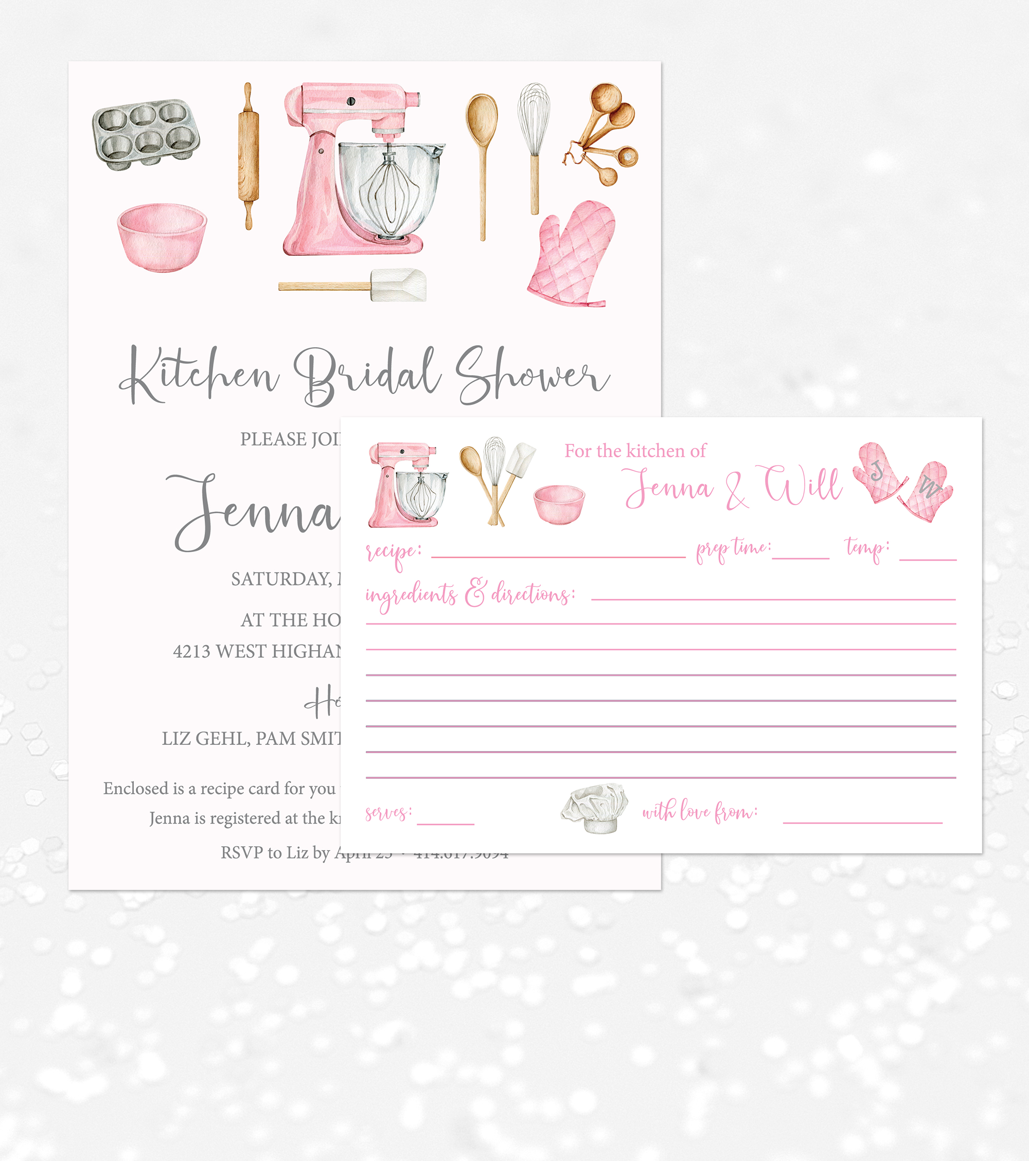Blush Roses Recipe Cards - Lafayette Papers