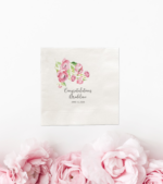 Pink peony personalized napkin