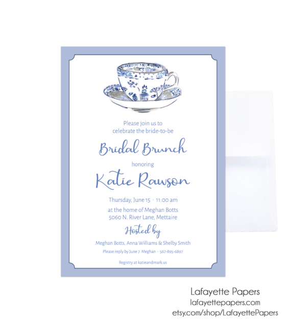chinoiserie Blue teacup party invitation