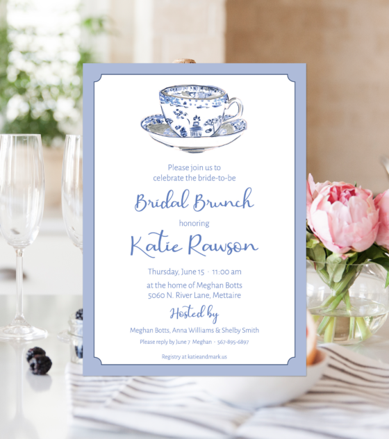 chinoiserie blue teacup party invitation