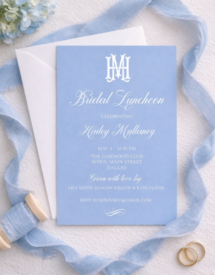 monogram bridal shower invite
