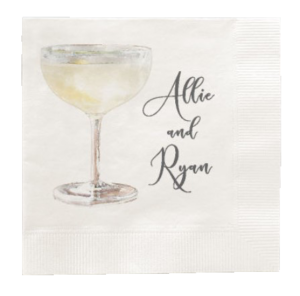 coupe glass personalized napkins