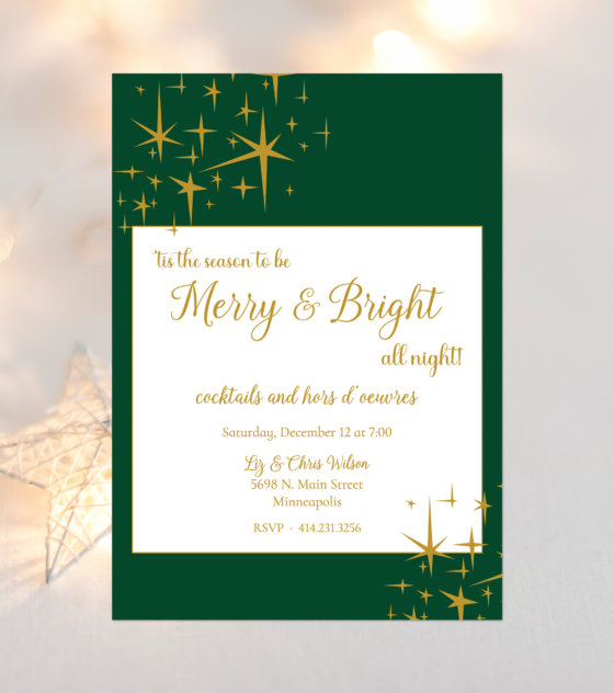 Merry and Bright Cocktail Party Invitation