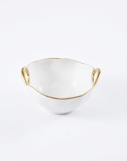 Gold and white snack bowl