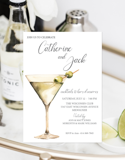 Martini glass party invitation