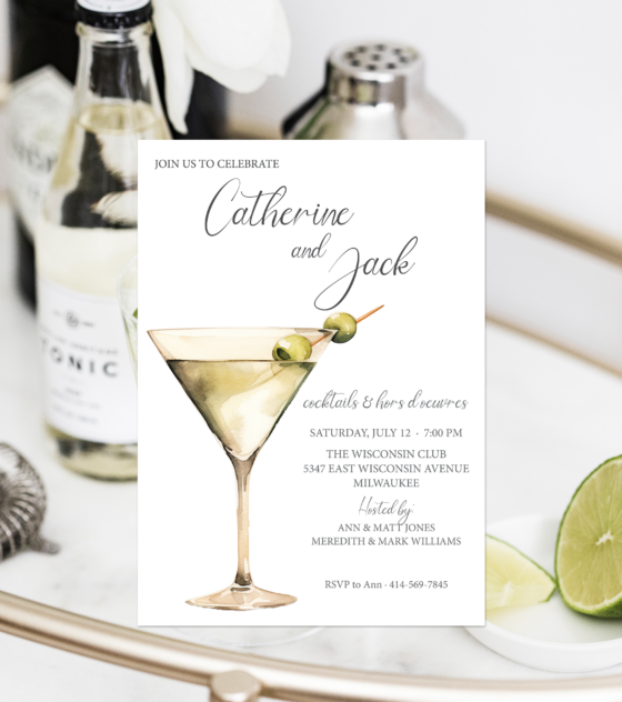 Martini glass party invitation