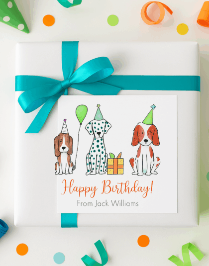 Kids Gift Enclosure Cards – Party Pups | Birthday Gift Tags | Cute Dog Mini Cards with Envelopes