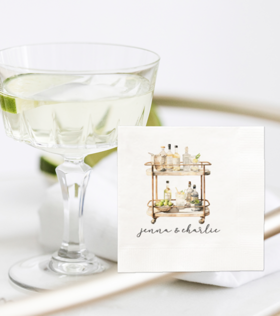 bar cart personalized cocktail napkins