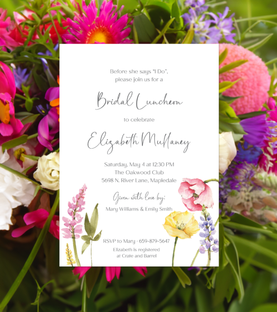 Summer floral bridal shower invitation