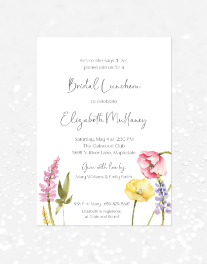 modern floral shower invitation