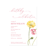 birthday party invitation for a female, floral design