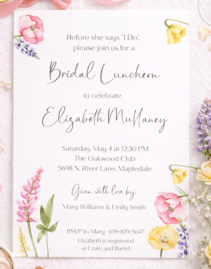 bright floral invitation
