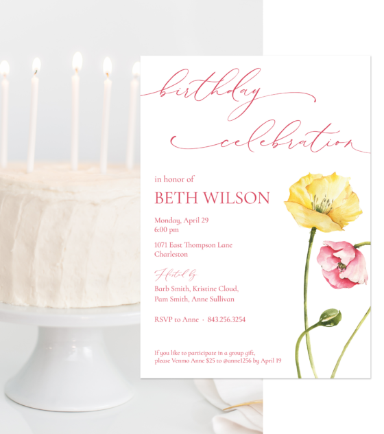 female birthday party invitation