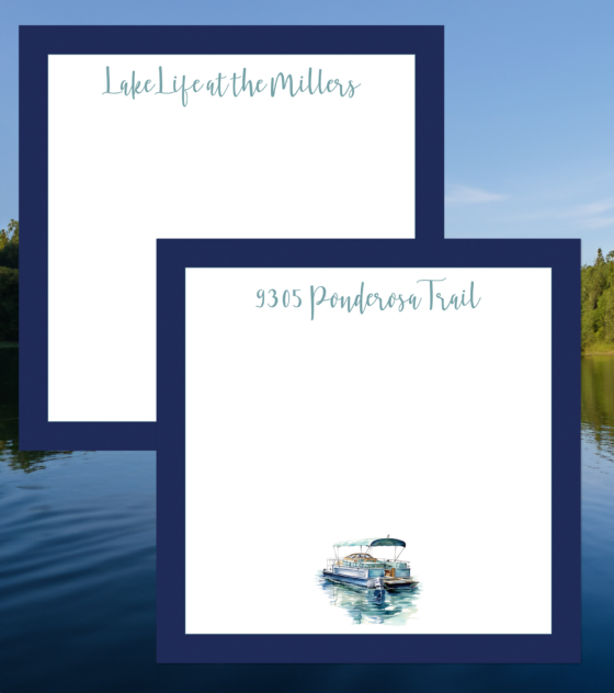Personalized square note pads for lake home