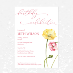 floral birthday party invitation for female
