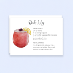 oaks lily cocktail recipe card printed