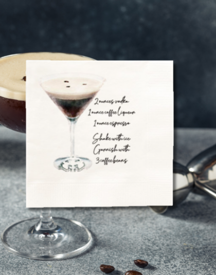 espresso martini recipe cocktail napkin