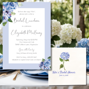 Blue hydrangea party theme
