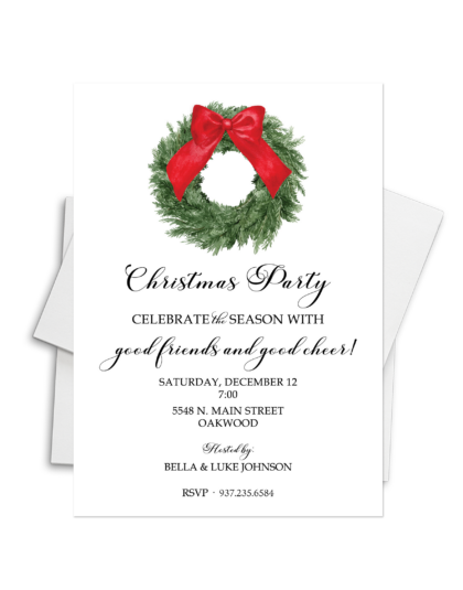holiday wreath party invite
