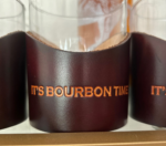 it's bourbon time leather wrapped glass