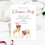 gold deer holiday party invitation