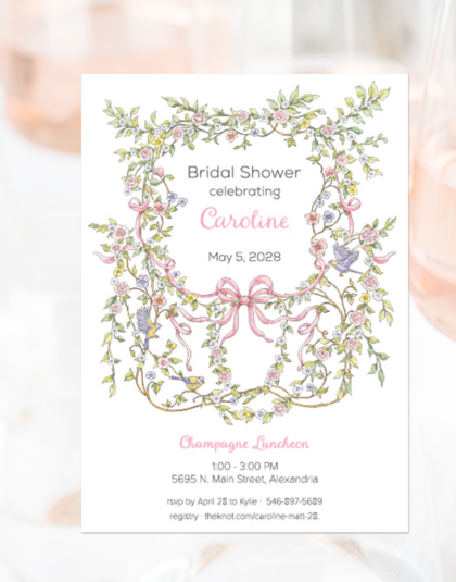 champagne luncheon bridal shower invitation