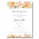 oranges and pink roses bridal invitation
