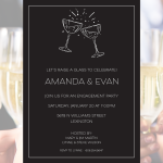 Champagne glasses toasting party invitation