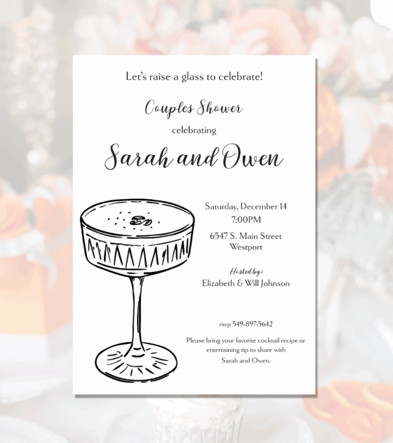 martini glass party invite
