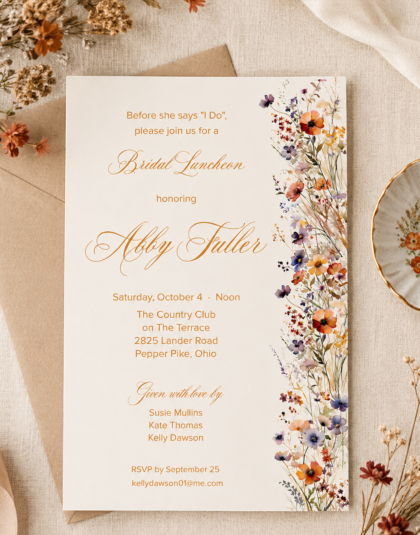 fall floral bridal shower invitation