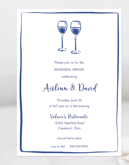 cocktail party invitation with wine glasses