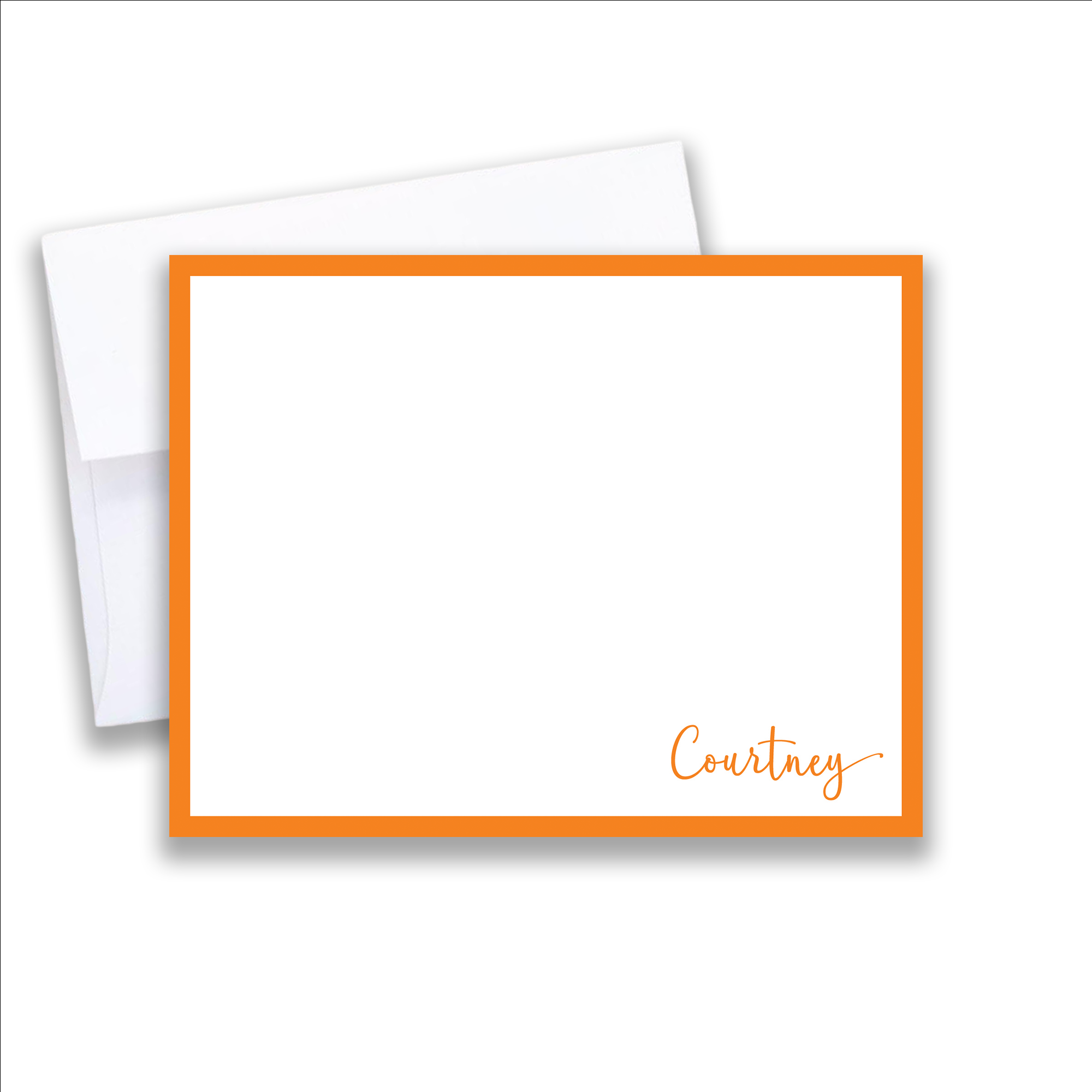 orange-note-cards-custom personalized note cards with orange border