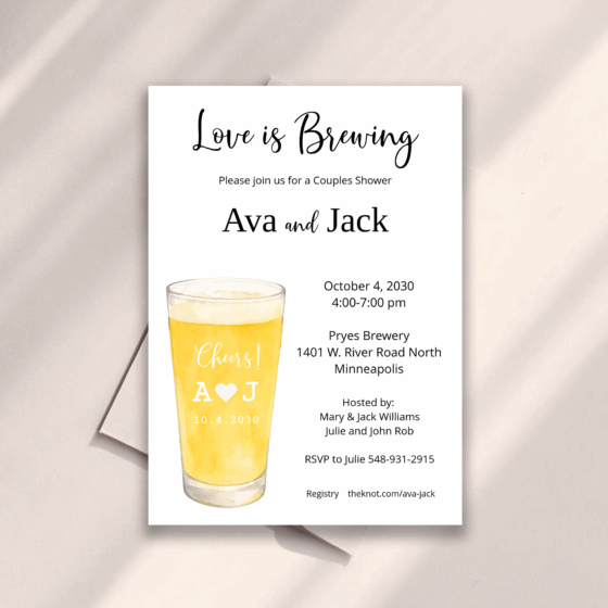 beer couples shower invite