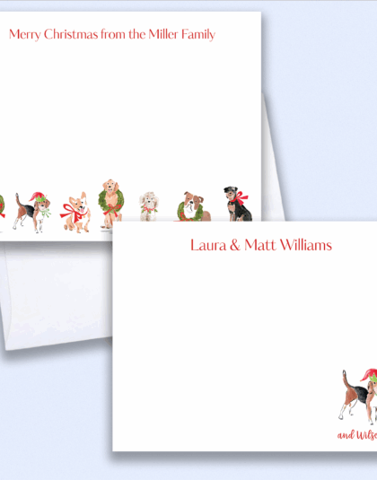 christmas dog personalized stationery