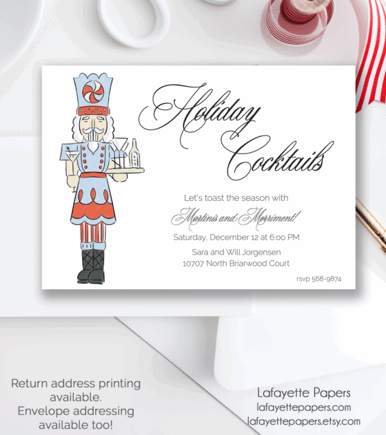 nutcracker holiday cocktail party invitation