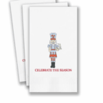 Personalized “Celebrate the Season” holiday guest towel with nutcracker design, 3-ply paper, matte ink printing, set of 100
