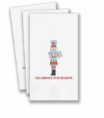 Personalized “Celebrate the Season” holiday guest towel with nutcracker design, 3-ply paper, matte ink printing, set of 100