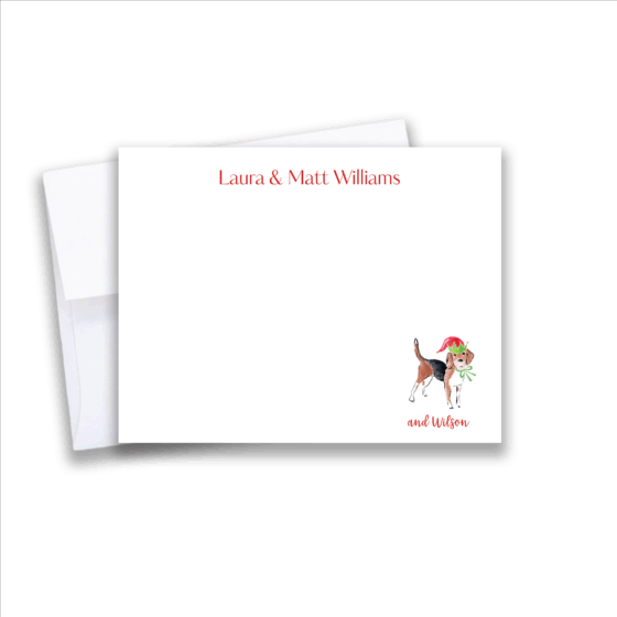 personalized note card with christmas dog