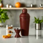 leather cocktail shaker and jigger