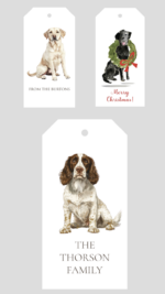 gift tags with family name and family dog